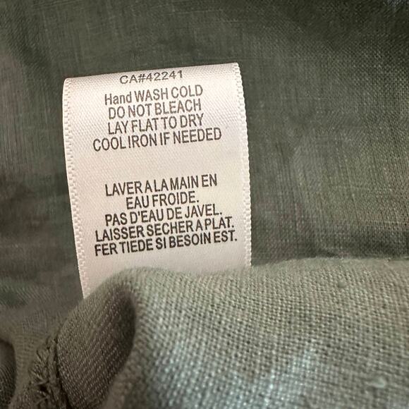 Young Fabulous and Broke Linen Blouse SZ Green Off Shoulder Pullover Ruffle Boho - Picture 7 of 7